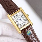 Cartier Tank Mechanical 27*37MM Imported Calfskin Bracelet Women White Watch